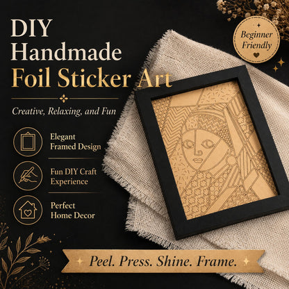 DIY Handmade Foil Sticker Art Kit – Colorful Stained Glass Craft, Girl with Pearl Earring, Fun Relaxing Creative Activity, Framed Artwork Display, Beginner Friendly
