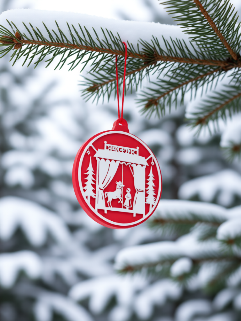 3D Printed Fluorescent Christmas Stage Silhouette Ornament - Nordic Minimalist Vintage Design 7cm Festive Decoration
