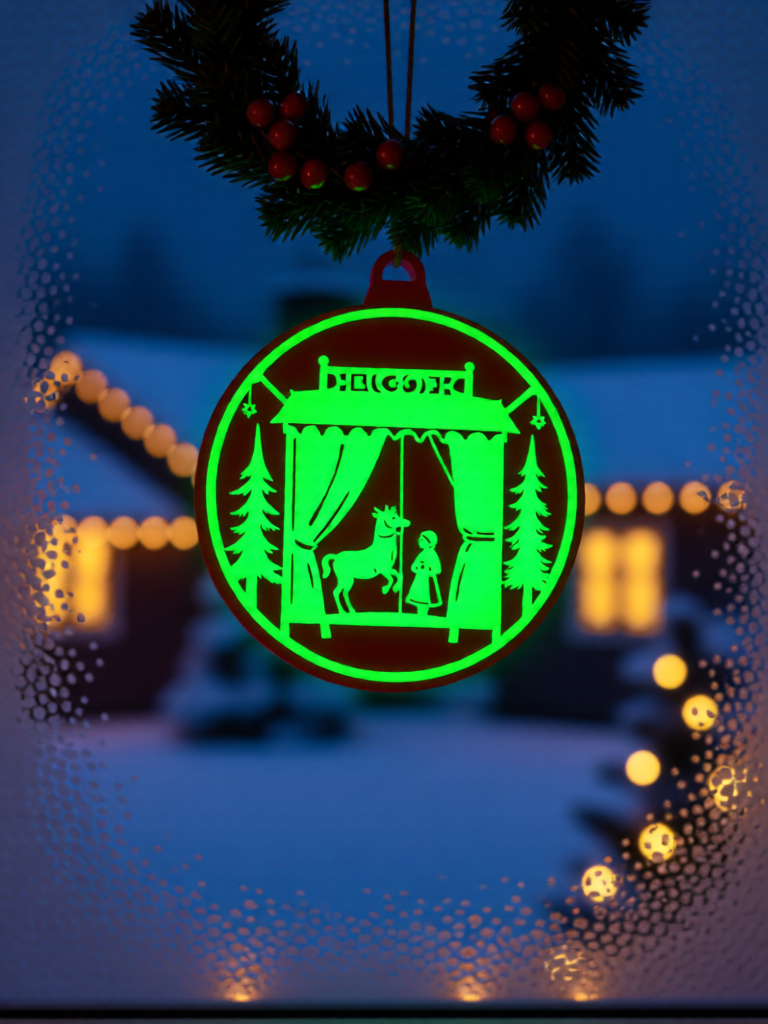 3D Printed Fluorescent Christmas Stage Silhouette Ornament - Nordic Minimalist Vintage Design 7cm Festive Decoration