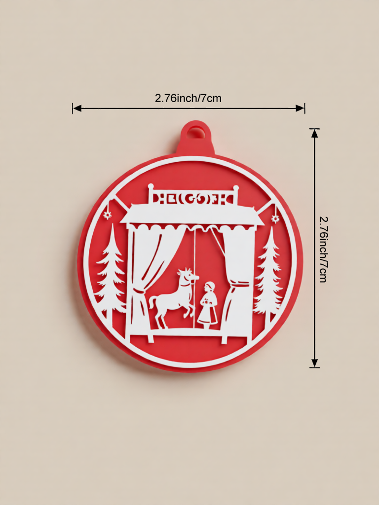 3D Printed Fluorescent Christmas Stage Silhouette Ornament - Nordic Minimalist Vintage Design 7cm Festive Decoration