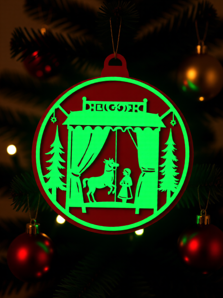 3D Printed Fluorescent Christmas Stage Silhouette Ornament - Nordic Minimalist Vintage Design 7cm Festive Decoration