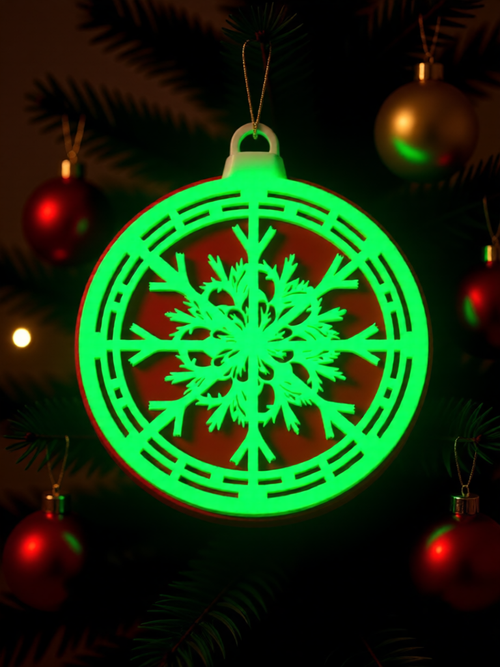 3D Printed Christmas Ornament - Snowflake Shape - Fluorescent Material - 7cm - Festive Home Decor - New Arrival - Cozy and Elegant