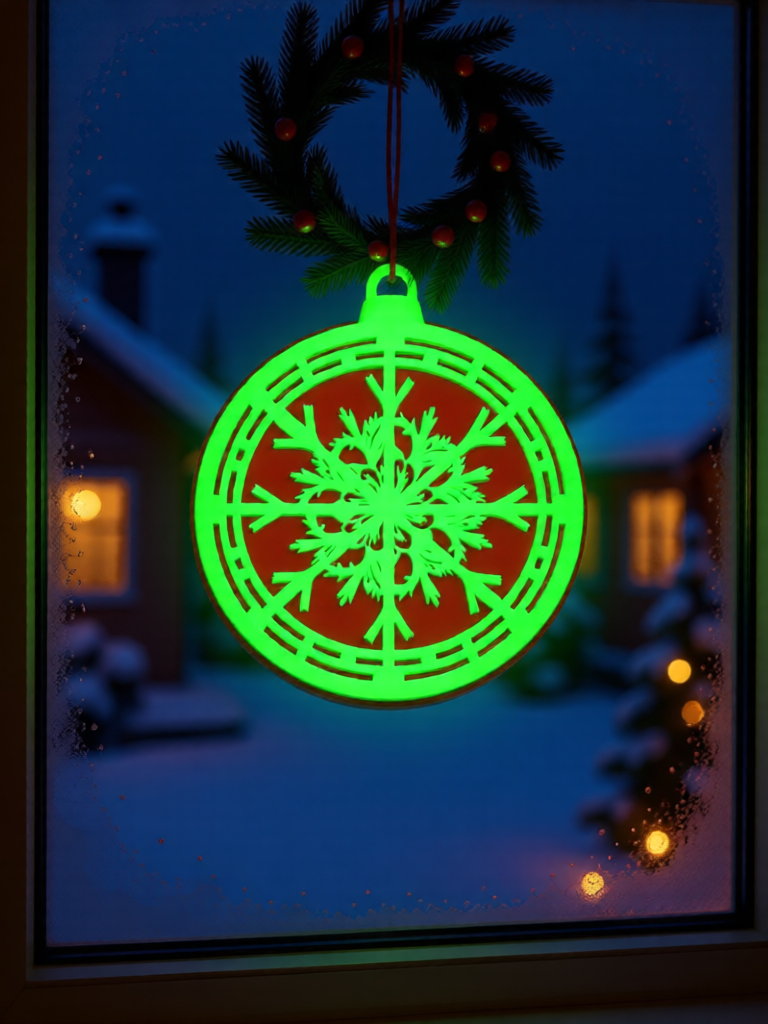 3D Printed Christmas Ornament - Snowflake Shape - Fluorescent Material - 7cm - Festive Home Decor - New Arrival - Cozy and Elegant