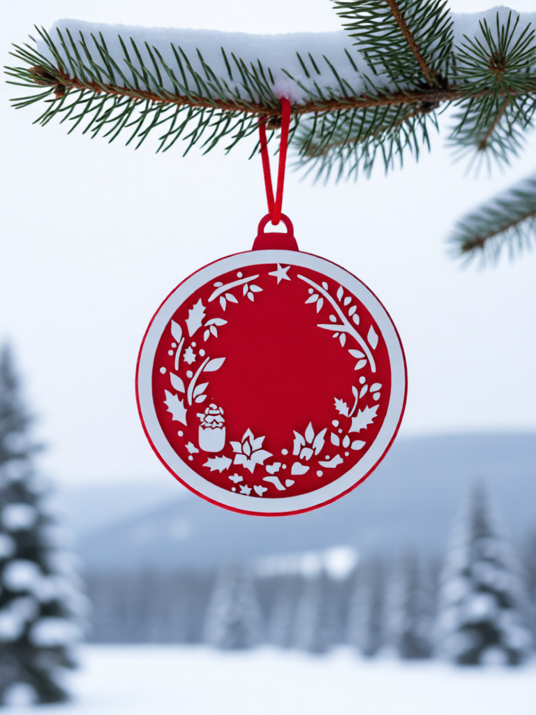 3D Printed Christmas Decorations, Red and White, Festive Home Decor, Outdoor Snowy Accents, 7cm