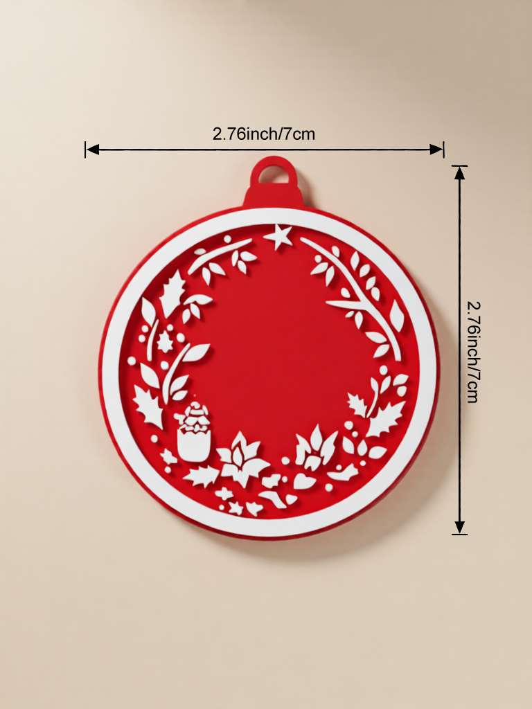 3D Printed Christmas Decorations, Red and White, Festive Home Decor, Outdoor Snowy Accents, 7cm