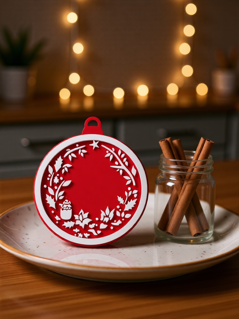 3D Printed Christmas Decorations, Red and White, Festive Home Decor, Outdoor Snowy Accents, 7cm
