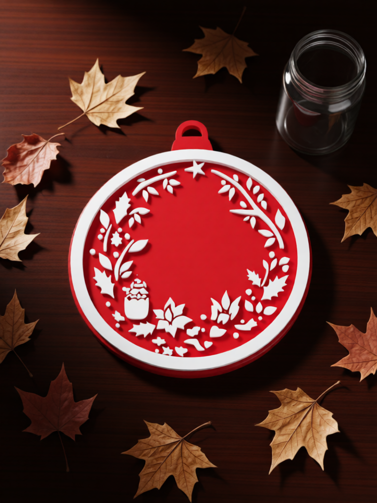 3D Printed Christmas Decorations, Red and White, Festive Home Decor, Outdoor Snowy Accents, 7cm