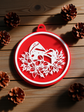 3D Printed Fluorescent Material Christmas Car Wash Theme Hanging Decorations 7cm Red and White Silhouette Festive Home Decor