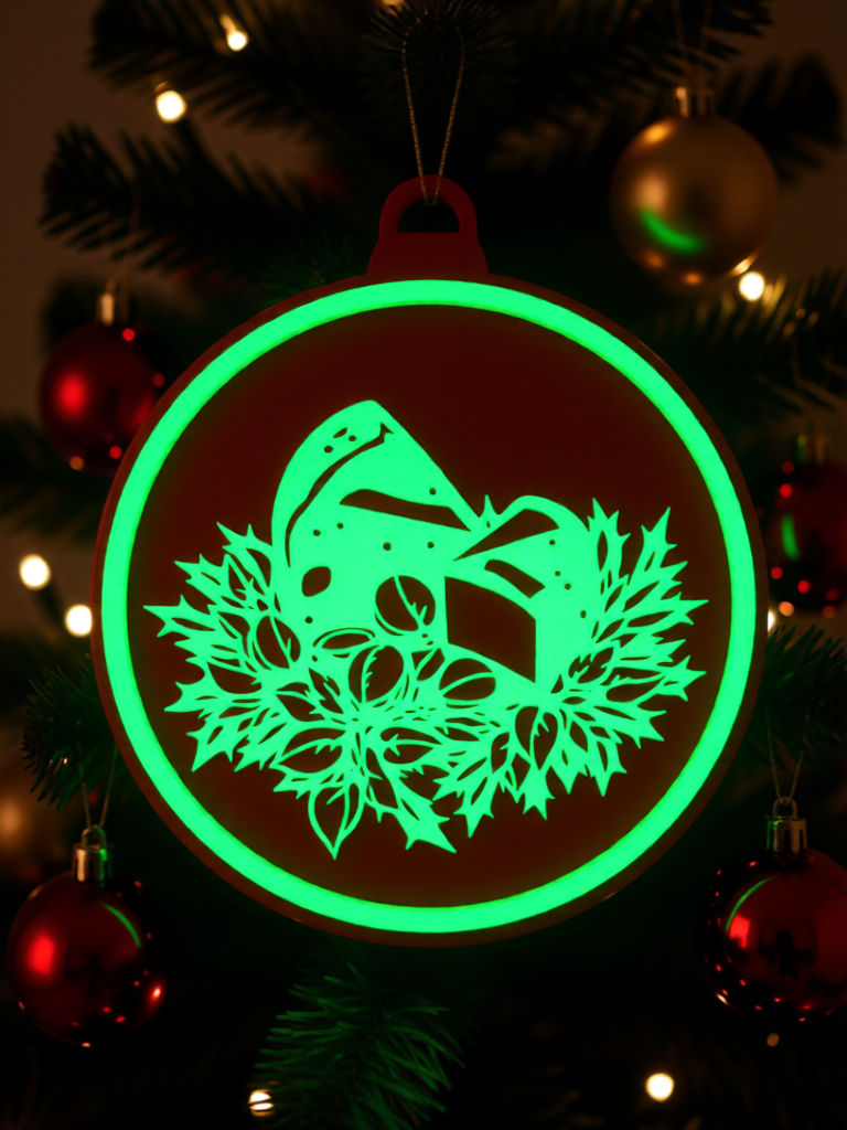 3D Printed Fluorescent Material Christmas Car Wash Theme Hanging Decorations 7cm Red and White Silhouette Festive Home Decor