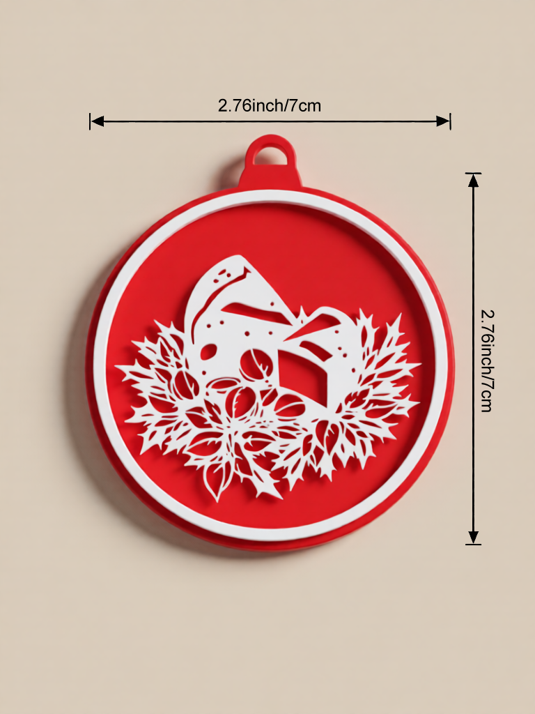 3D Printed Fluorescent Material Christmas Car Wash Theme Hanging Decorations 7cm Red and White Silhouette Festive Home Decor