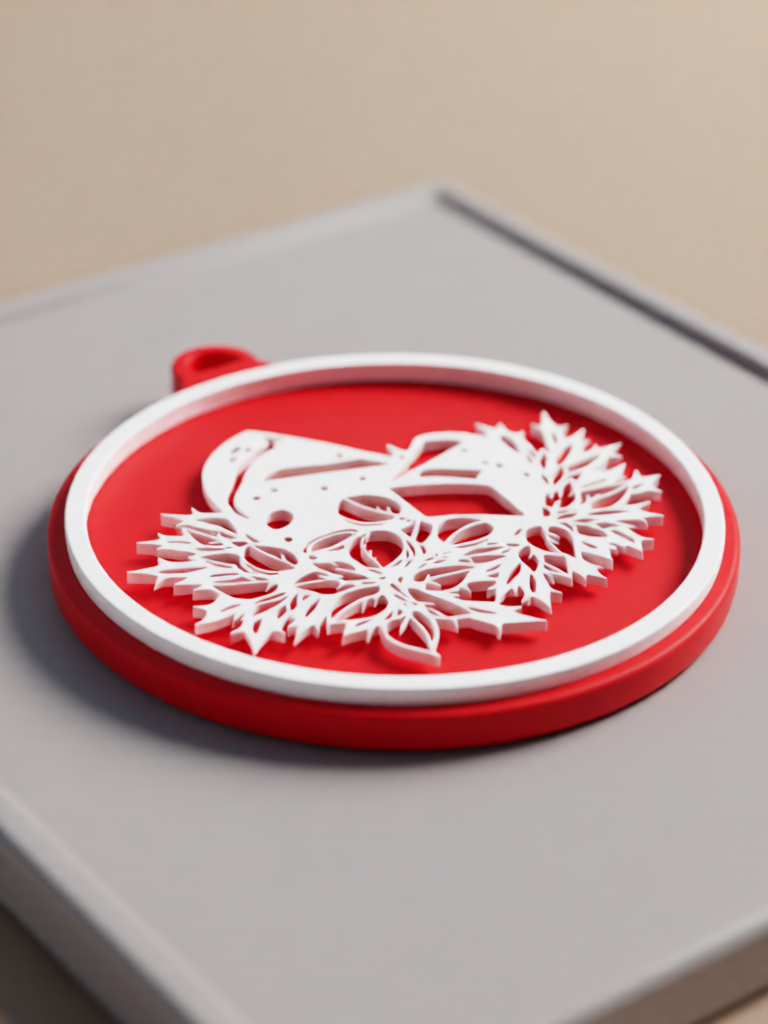 3D Printed Fluorescent Material Christmas Car Wash Theme Hanging Decorations 7cm Red and White Silhouette Festive Home Decor