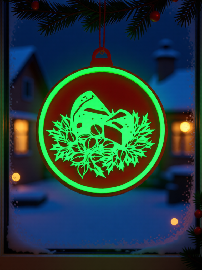 3D Printed Fluorescent Material Christmas Car Wash Theme Hanging Decorations 7cm Red and White Silhouette Festive Home Decor