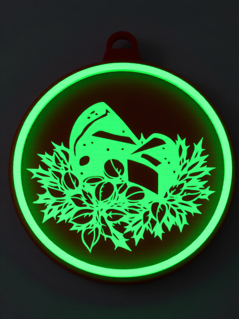 3D Printed Fluorescent Material Christmas Car Wash Theme Hanging Decorations 7cm Red and White Silhouette Festive Home Decor