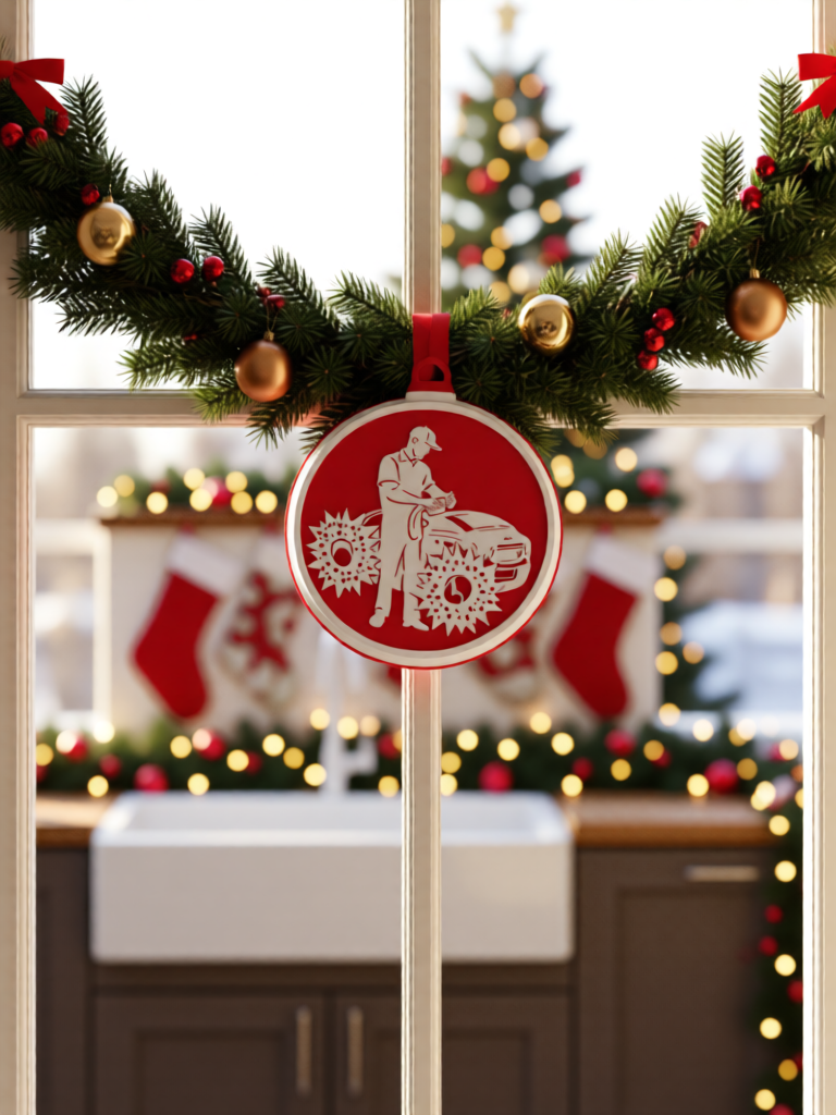 3D Printed Fluorescent Christmas Tree Decorations, Festive Home Decor, Red and White, 7cm, Festive Atmosphere