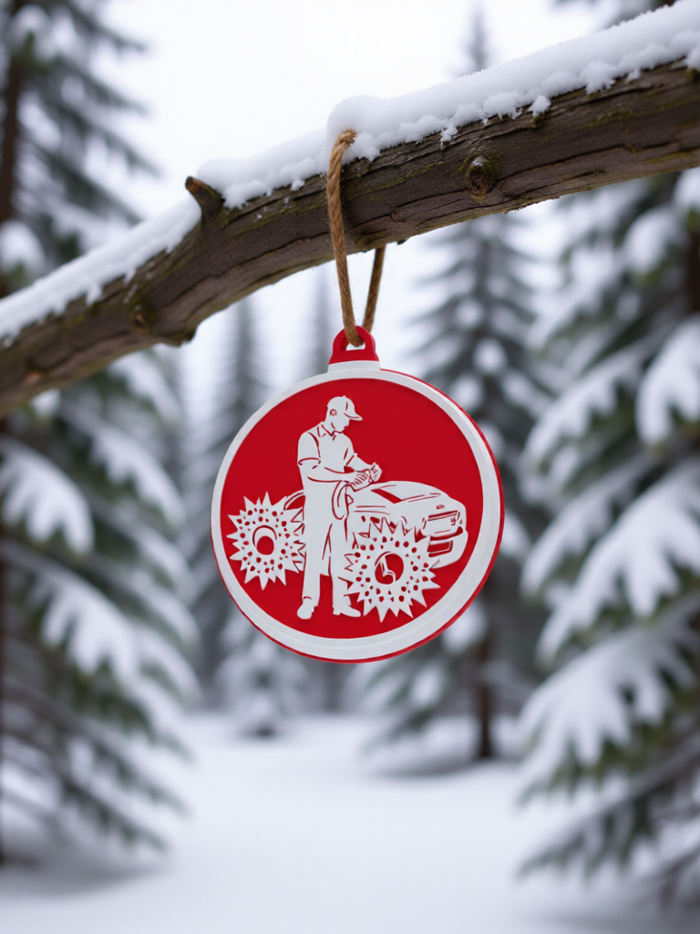 3D Printed Fluorescent Christmas Tree Decorations, Festive Home Decor, Red and White, 7cm, Festive Atmosphere