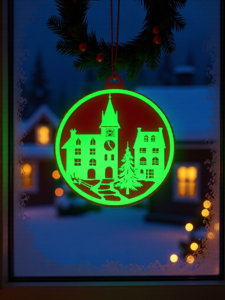 3d Printed Fluorescent Bus Ornament, 7cm Night Light Creative Christmas Decoration for Home