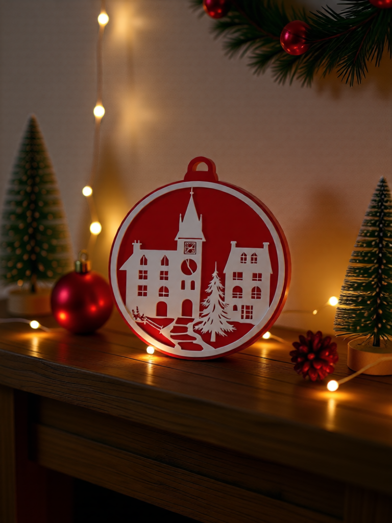 3d Printed Fluorescent Bus Ornament, 7cm Night Light Creative Christmas Decoration for Home