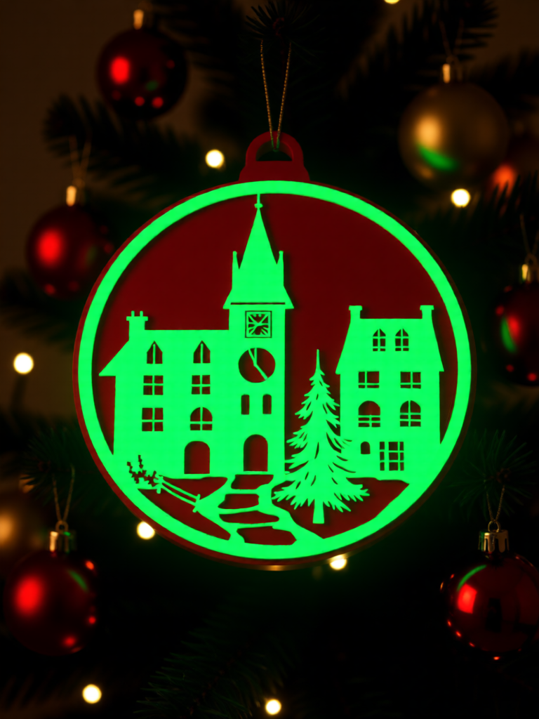 3d Printed Fluorescent Bus Ornament, 7cm Night Light Creative Christmas Decoration for Home