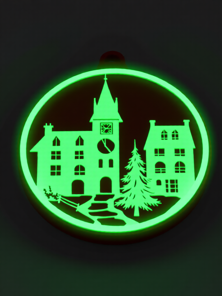 3d Printed Fluorescent Bus Ornament, 7cm Night Light Creative Christmas Decoration for Home