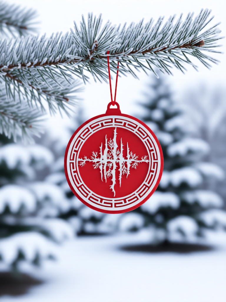 Red Snowflake 3D Printed Fluorescent Ornament, 7cm, Christmas Decoration