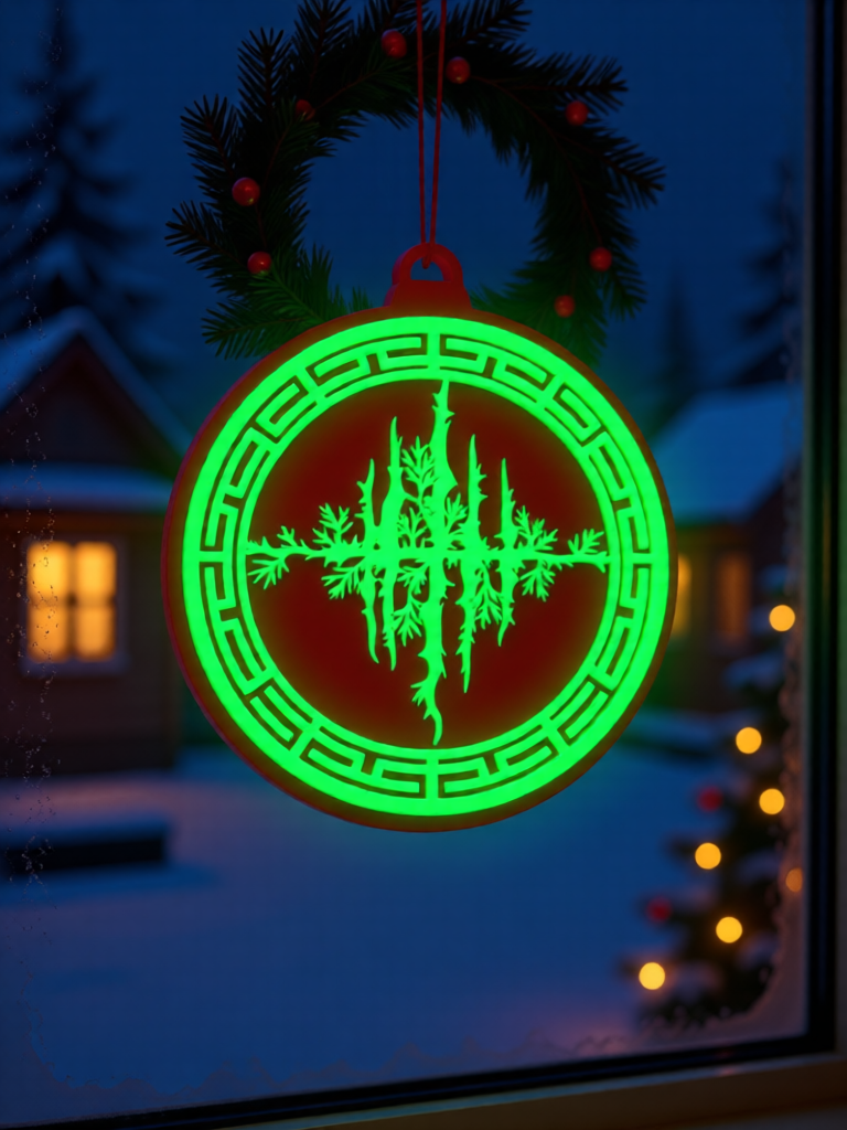 Red Snowflake 3D Printed Fluorescent Ornament, 7cm, Christmas Decoration