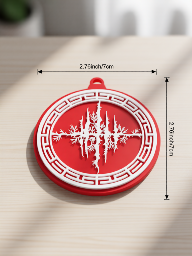 Red Snowflake 3D Printed Fluorescent Ornament, 7cm, Christmas Decoration