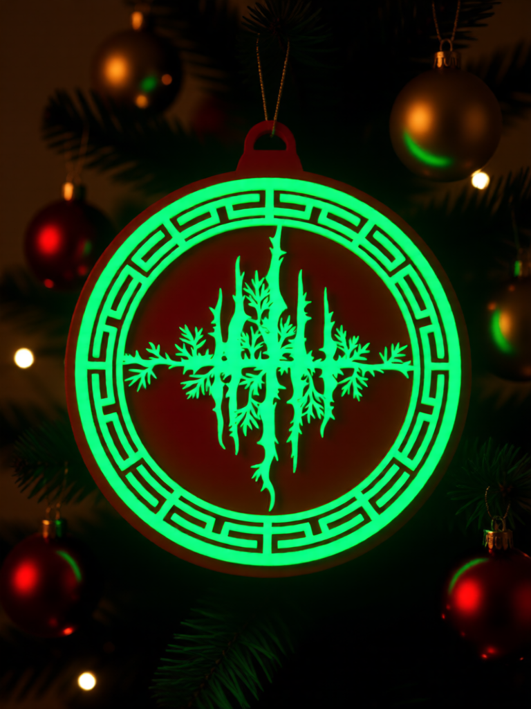 Red Snowflake 3D Printed Fluorescent Ornament, 7cm, Christmas Decoration